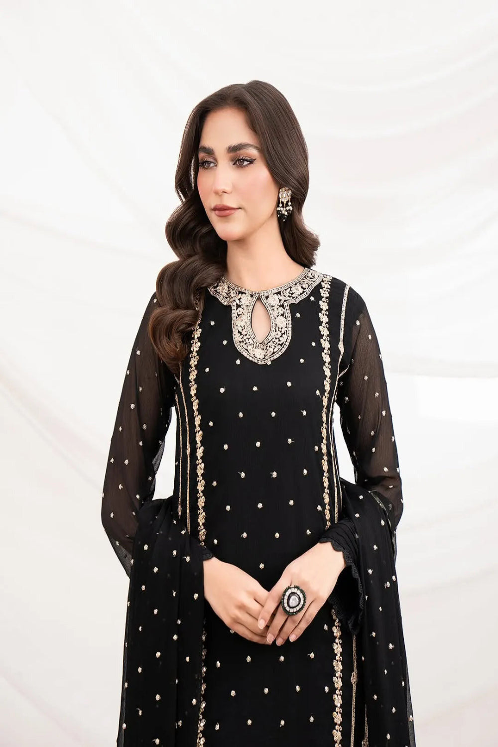 Sequence & Thread Embroidered Organza Suit β 3 Piece