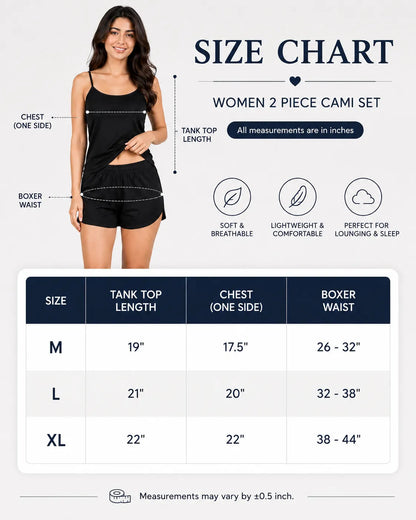 Women 2 Piece Cami Set - Navy Blue