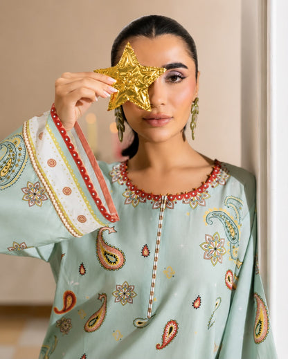 Mint Paisley Heritage Lawn Printed 2-Piece Suit