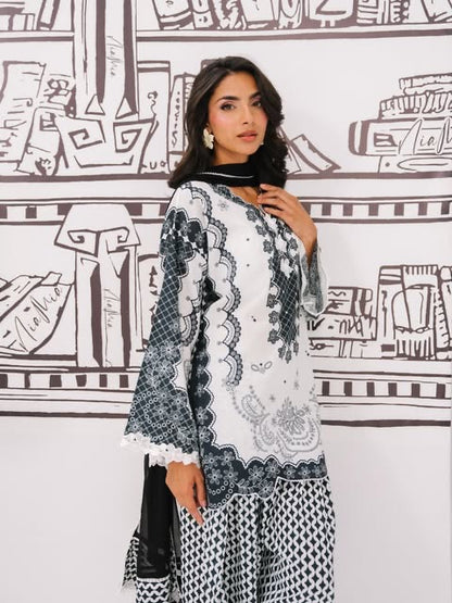 Vanilla-Monochrome Elegance Lawn Printed 3-Piece Suit
