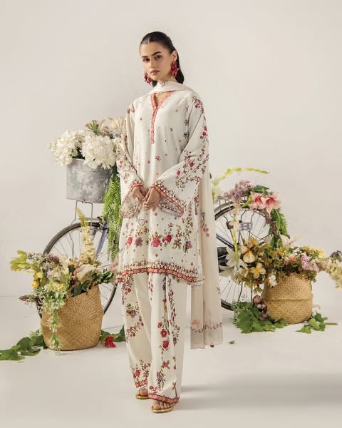 Rosabellé-Ivory Bloom Floral Lawn Printed 3-Piece Suit
