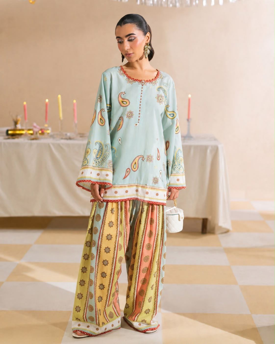 Mint Paisley Heritage Lawn Printed 2-Piece Suit