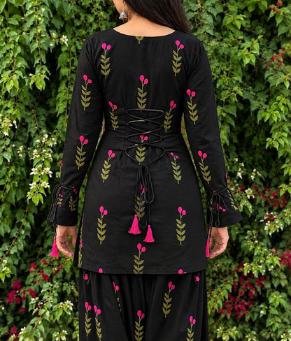 Cute Floral Printed Farshi Shalwar Set (3PC)