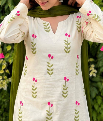 Cute Floral Printed Farshi Shalwar Set (3PC)