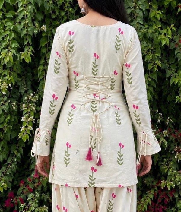 Cute Floral Printed Farshi Shalwar Set (3PC)