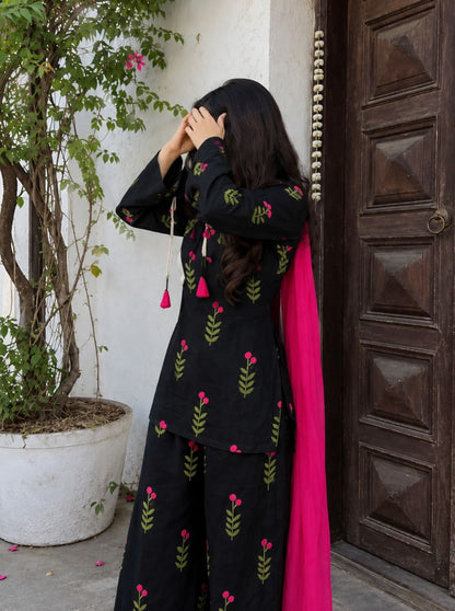 Cute Floral Printed Farshi Shalwar Set (3PC)