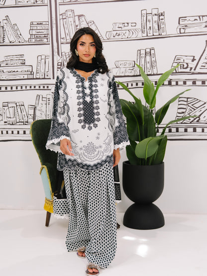 Vanilla-Monochrome Elegance Lawn Printed 3-Piece Suit