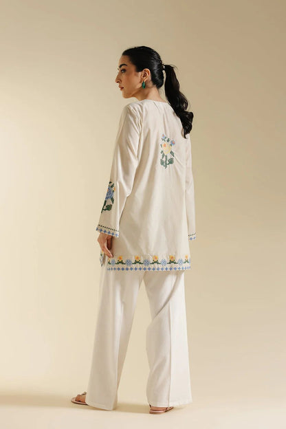 Floral Meadow Printed Farshi - Off-White