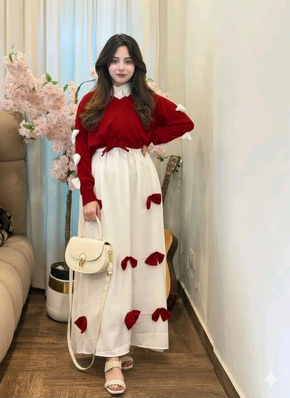 Bow-Accent Knit & Maxi Set