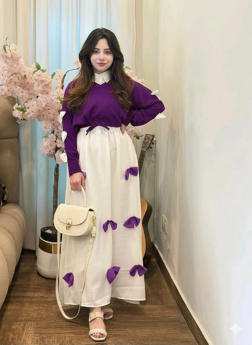 Bow-Accent Knit & Maxi Set