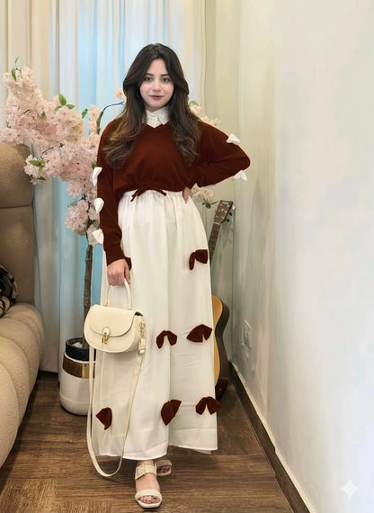 Bow-Accent Knit & Maxi Set