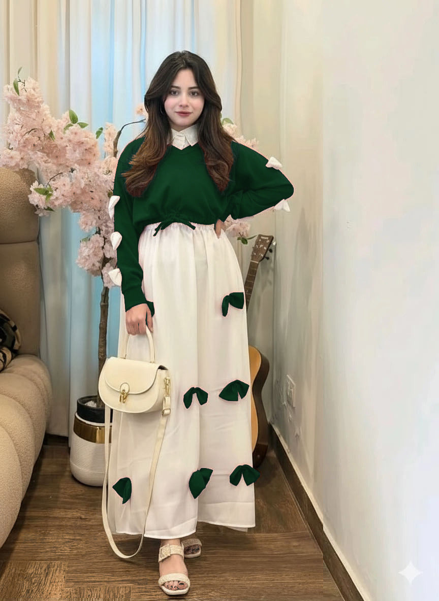 Bow-Accent Knit & Maxi Set