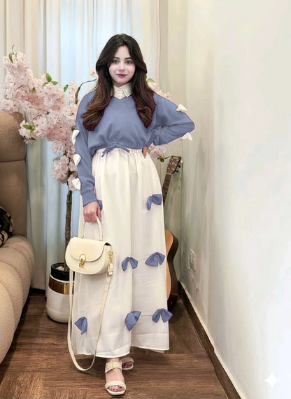 Bow-Accent Knit & Maxi Set