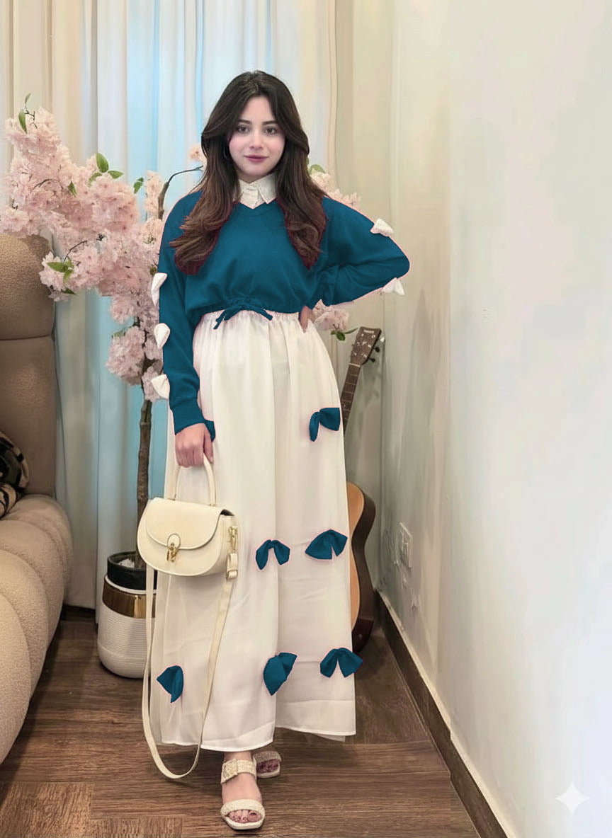 Bow-Accent Knit & Maxi Set