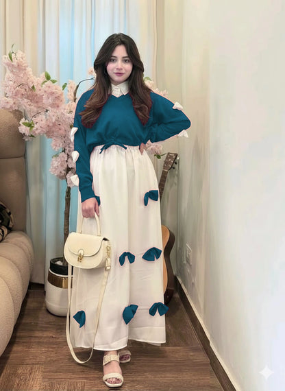 Bow-Accent Knit & Maxi Set