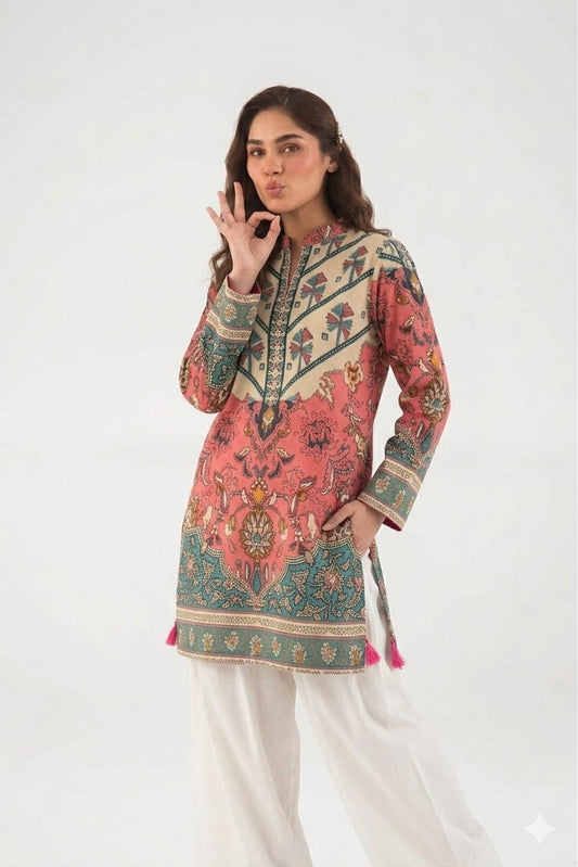 Peach Blossom Filigree Kurta & Farshi Shalwar