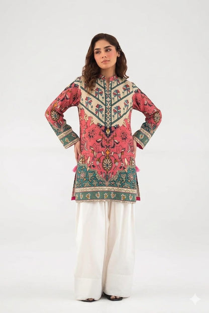 Peach Blossom Filigree Kurta & Farshi Shalwar