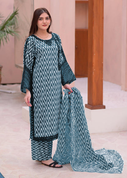 Zig-Zag Printed 3-Piece Lawn Set