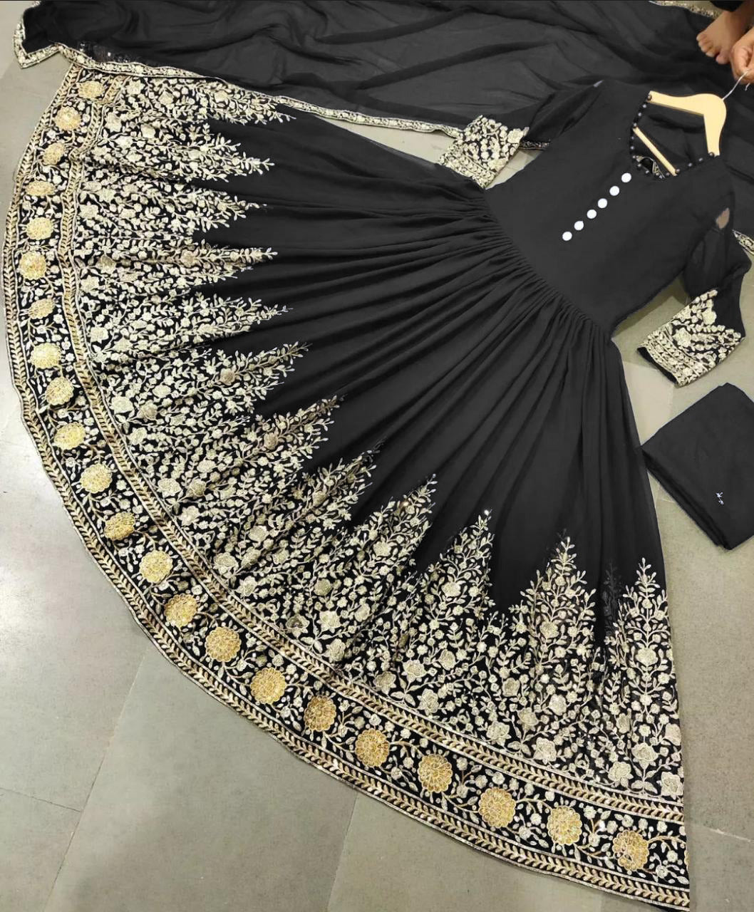Premium Chiffon Heavily Embroidered 3-Piece Maxi Dress with Four-Side Border Dupatta