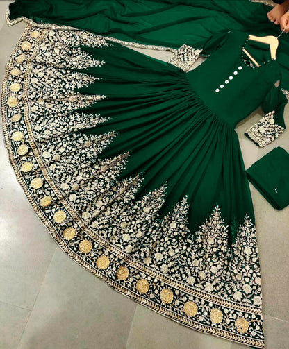 Premium Chiffon Heavily Embroidered 3-Piece Maxi Dress with Four-Side Border Dupatta