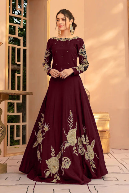 Heavy Embroidery Neck Line ,Sleeves & Bottom Maxi