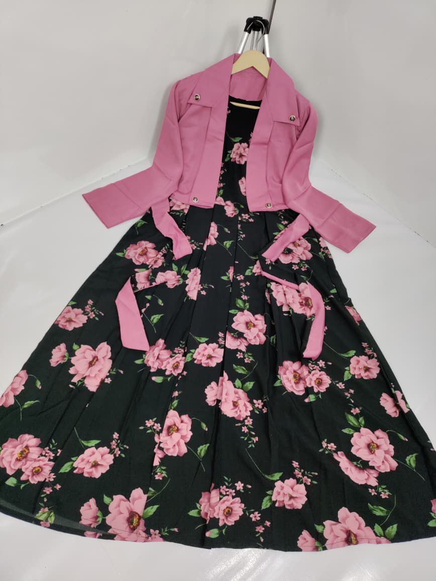 Digital Printed Maxi with Cotton Koti (2-Piece Set)