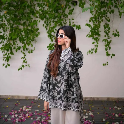 Premium Raw Silk Front & Back Allover Digital Printed Co-Ord Set – 2-Piece