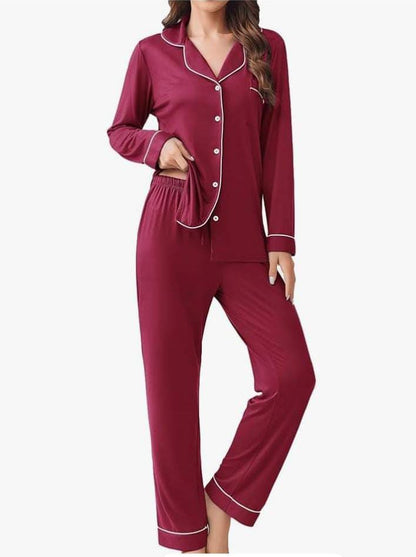 Women's Premium Cotton Jersey Pajama Set | High-Quality Piping Night Suit