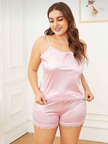 Luxurious Satin Silk Ladesi Cami Loungewear Set - 2 Piece