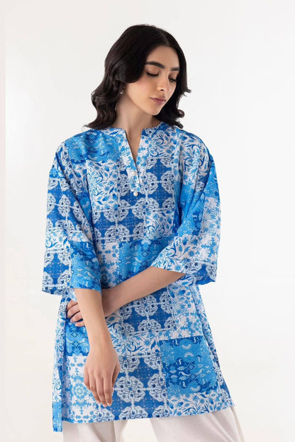 Cerulean Mosaic Printed Lawn Tunic with Farshi Shalwar – 2 Piece