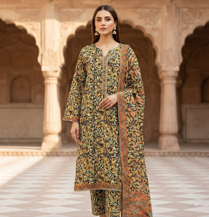 Amber Abstract Printed Pure Lawn 3-Piece Stitched Suit