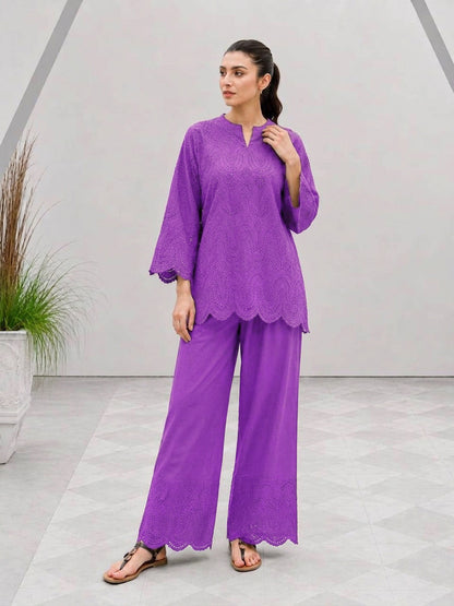 All-Over Chikankari Embroidered Cotton Suit (2PC)