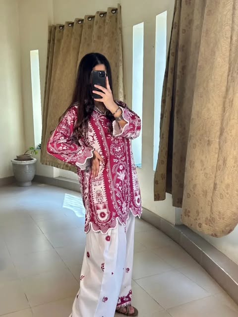 Floral Plum Farshi Shalwar Cord Set (3PC)