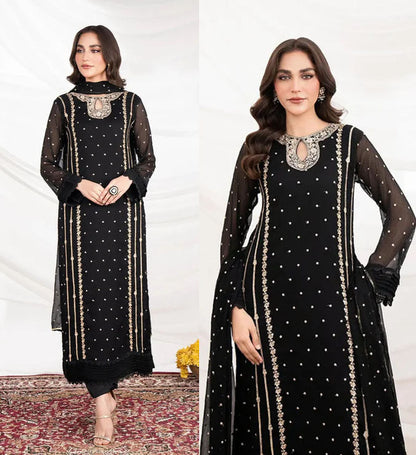 Sequence & Thread Embroidered Organza Suit – 3 Piece