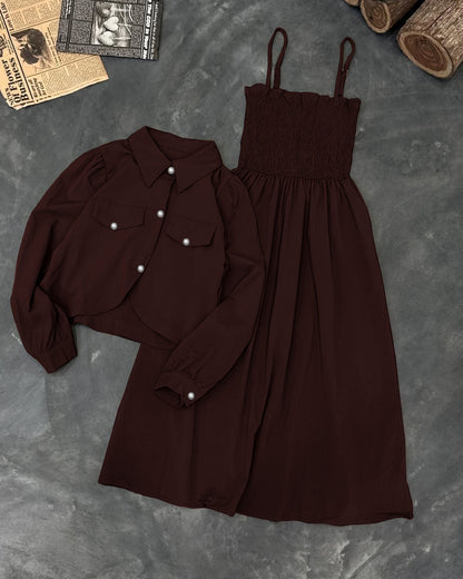 Monochrome Garden Party Set: Smocked Cami Maxi + Cropped Button-Down