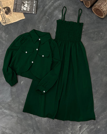 Monochrome Garden Party Set: Smocked Cami Maxi + Cropped Button-Down