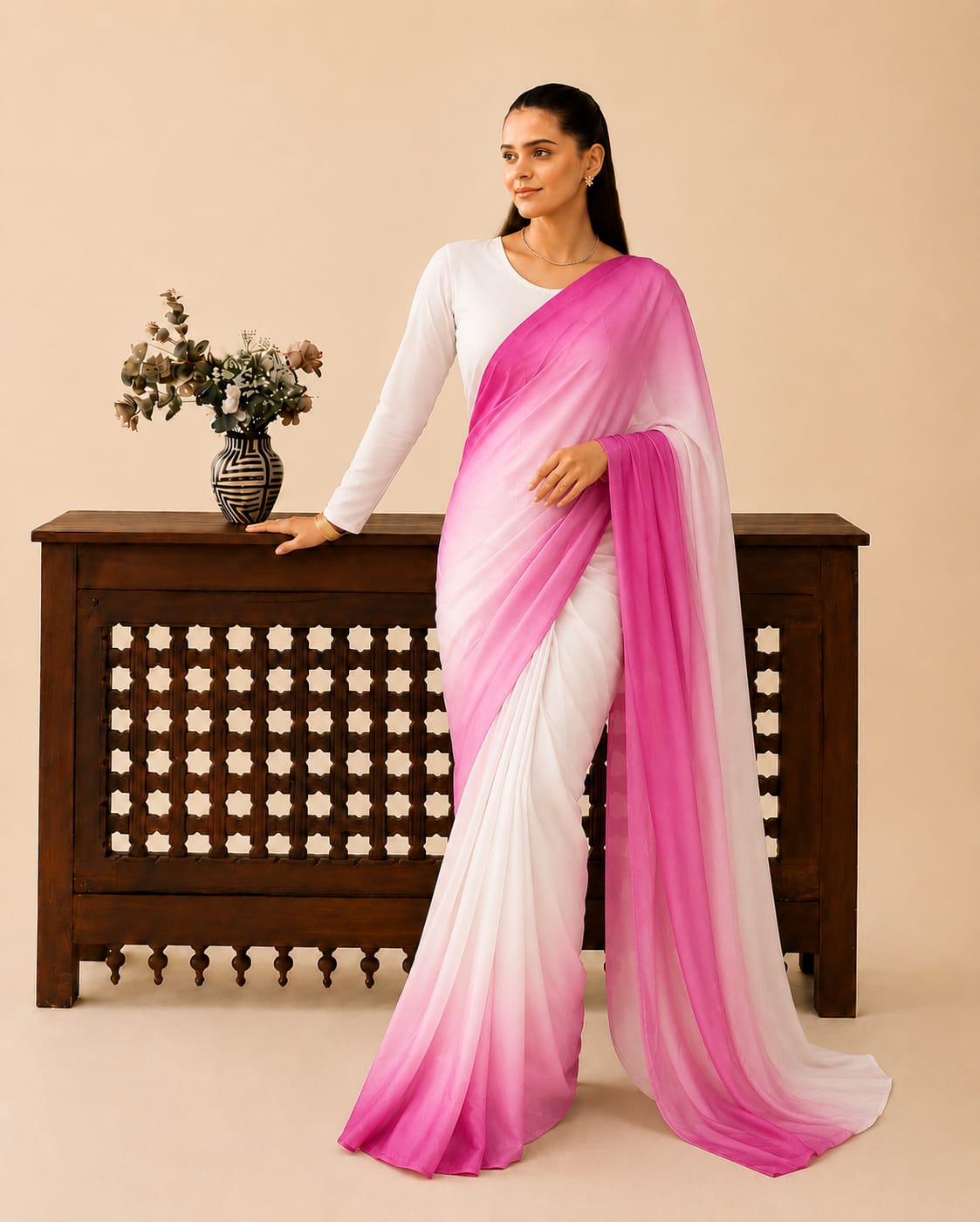 Aura Ombre Silk Saree with Matching Blouse Piece