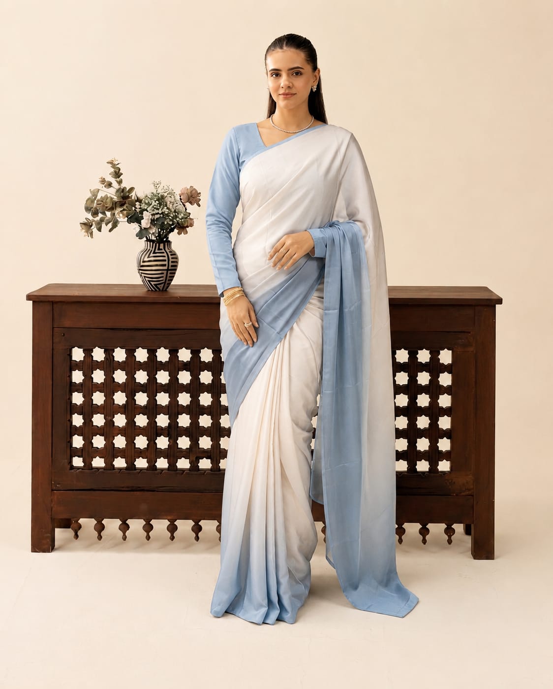 Aura Ombre Silk Saree with Matching Blouse Piece