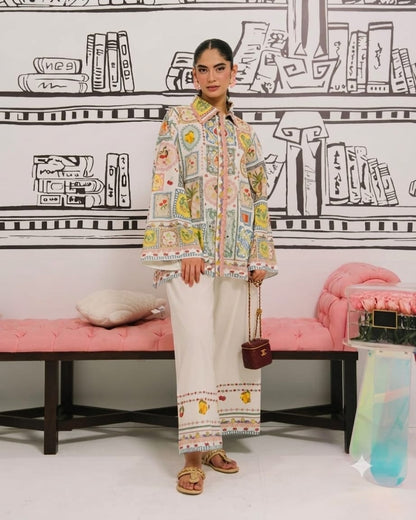 Vintage Postcard – 3-Piece Printed Lawn Suit