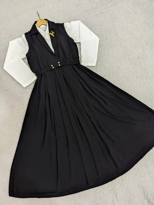 Chic Double Coat Jacket & Collared Maxi Set (2PC)