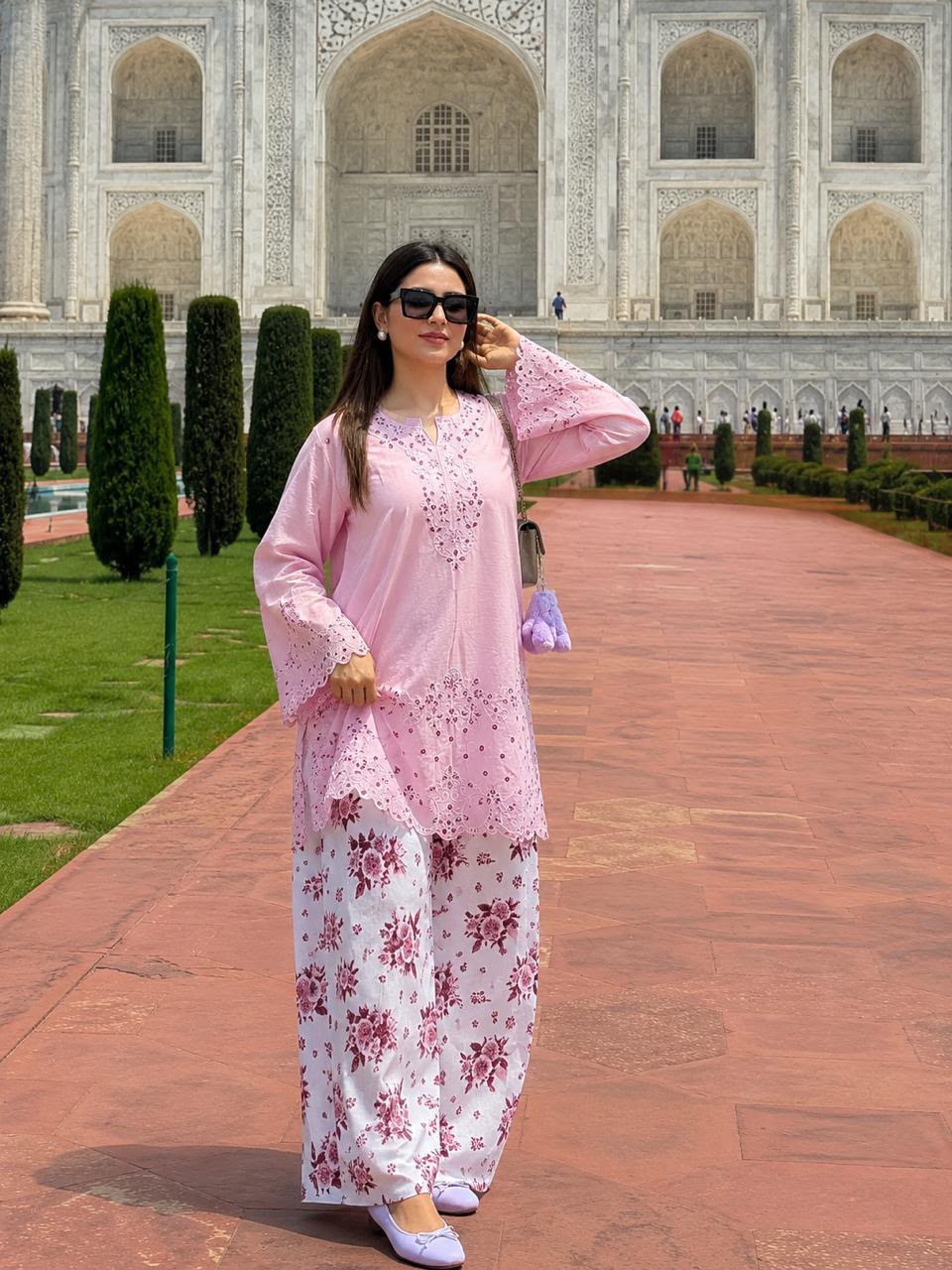 Emb shirt printed Shalwar