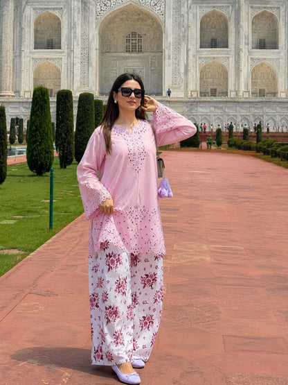 Emb shirt printed Shalwar