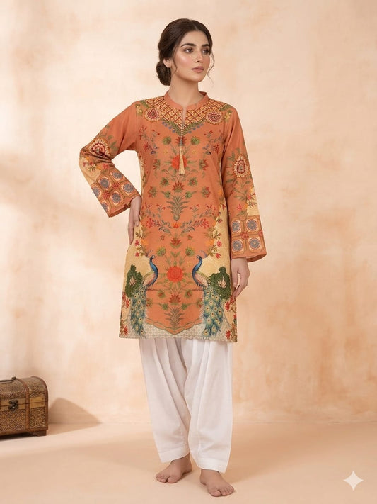Amber Peacock Garden Kurta