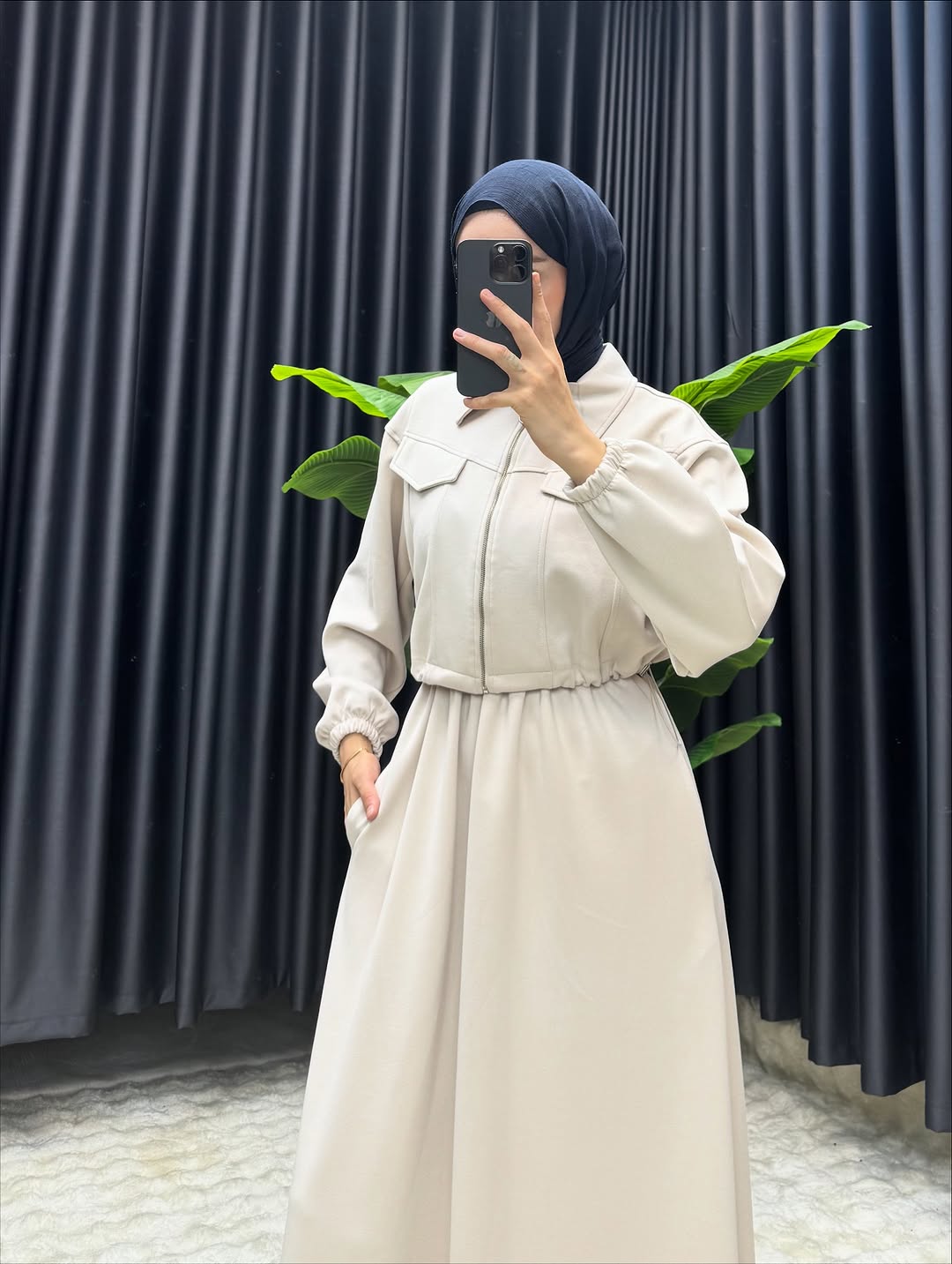 Winter Arrival Zipper Jacket & Sleeveless Long Frock Fleece Set (2Pc)