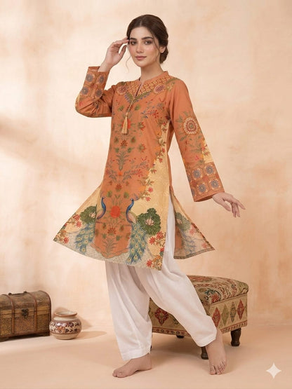 Amber Peacock Garden Kurta