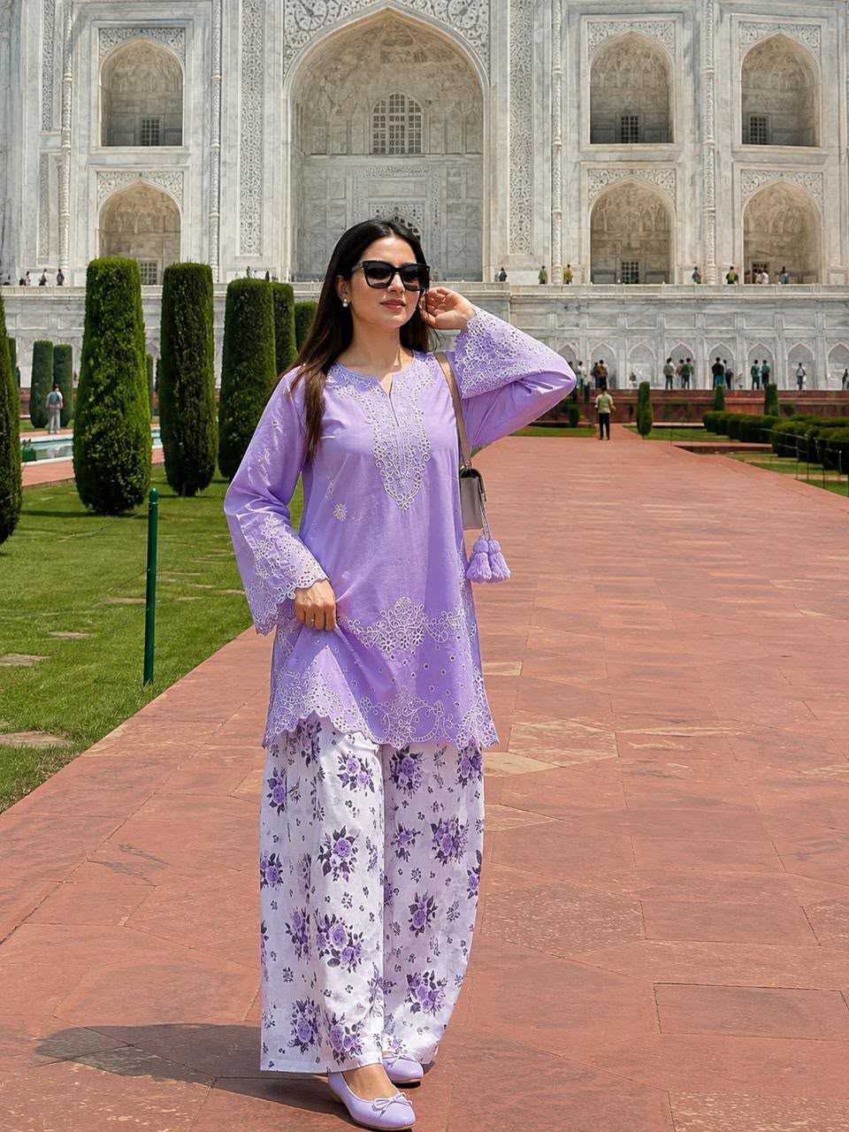 Emb shirt printed Shalwar