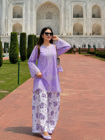 Emb shirt printed Shalwar