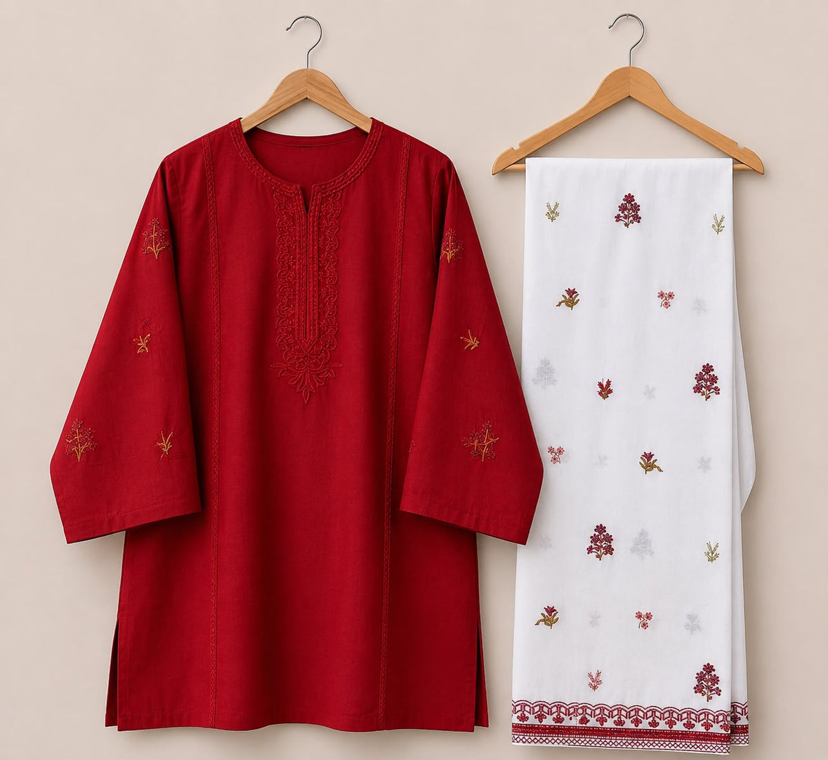 Emb white and colored shirt