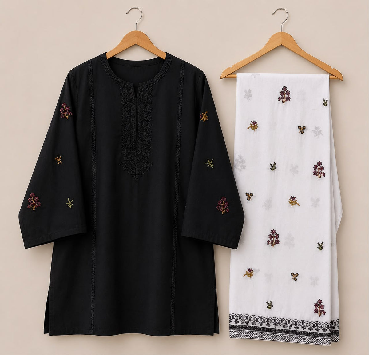 Emb white and colored shirt