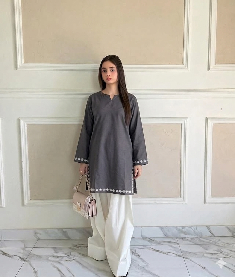 Effortless Elegance: Embroidered Cotton Set in Multiple Colors